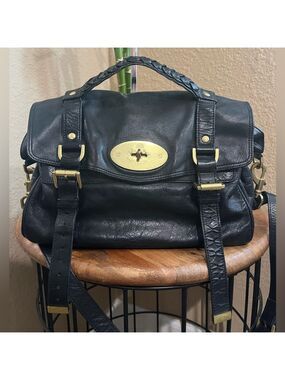 MULBERRY SMALL BLACK LEATHER ALEXA